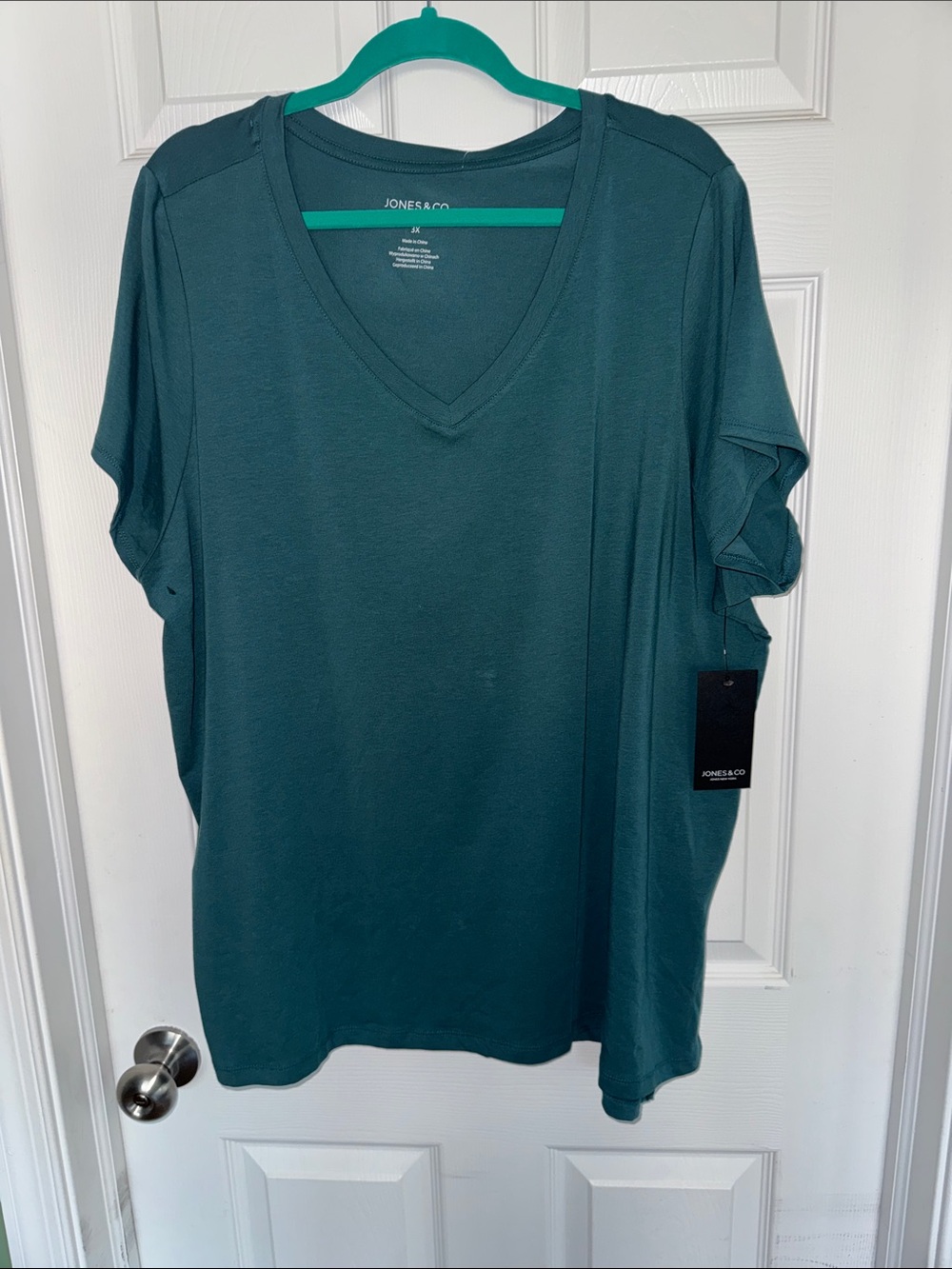Jones & Co Teal V-Neck Short Sleeve Tee